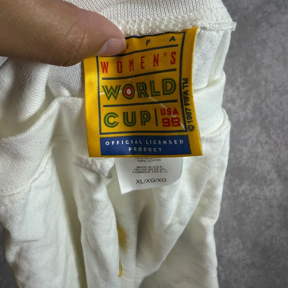 Vintage 1999 FIFA Womens World Cup USA Adidas T-Shirt White XL Made in USA